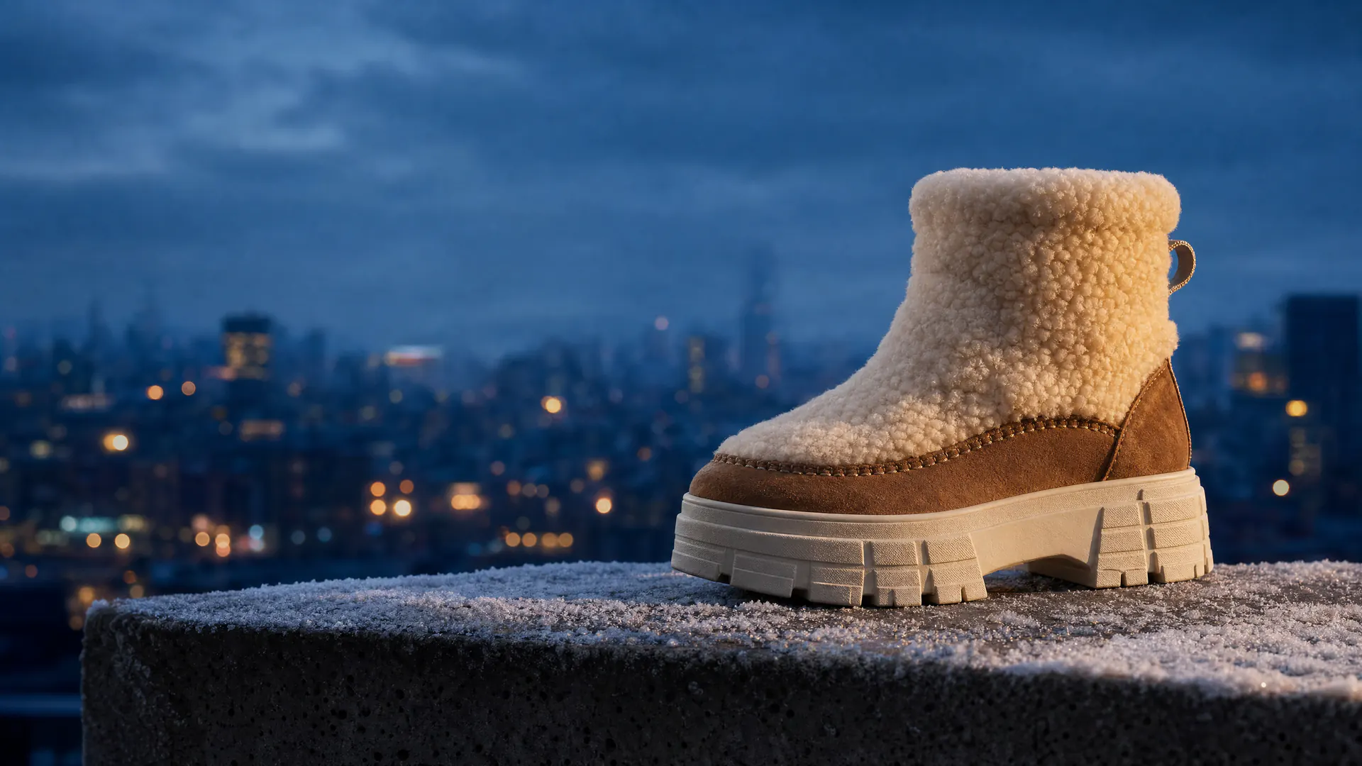 Модель Venture Daze Ultra Mini Cozy Natural в зимней городской сцене